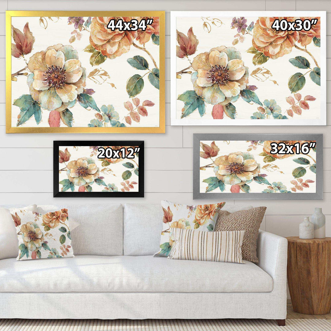 Orange and Cream Cottage Flowers Twig
