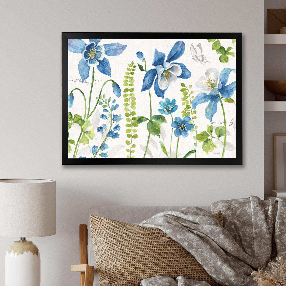 Bluebell and Columbine Wild Flowers with Butterfly