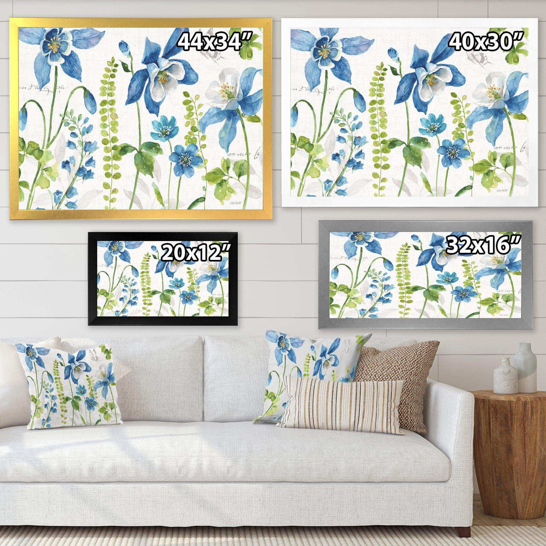 Bluebell and Columbine Wild Flowers with Butterfly