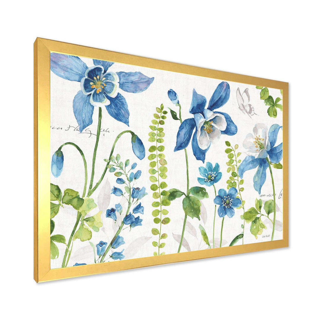 Bluebell and Columbine Wild Flowers with Butterfly