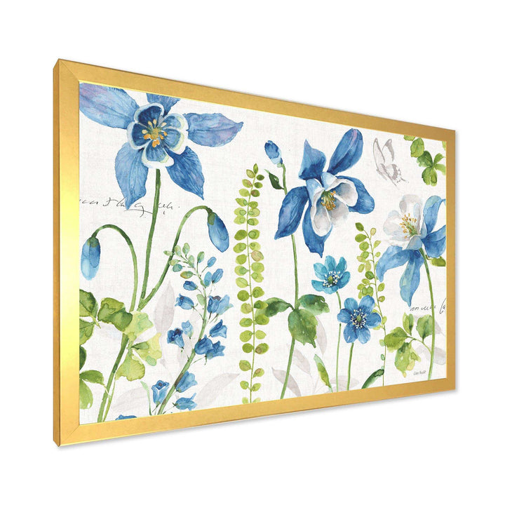 Bluebell and Columbine Wild Flowers with Butterfly