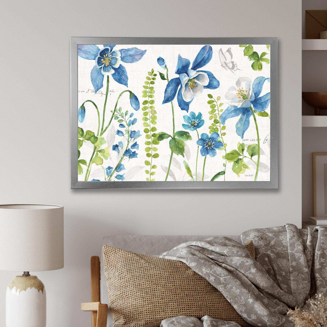 Bluebell and Columbine Wild Flowers with Butterfly