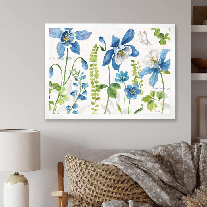 Bluebell and Columbine Wild Flowers with Butterfly