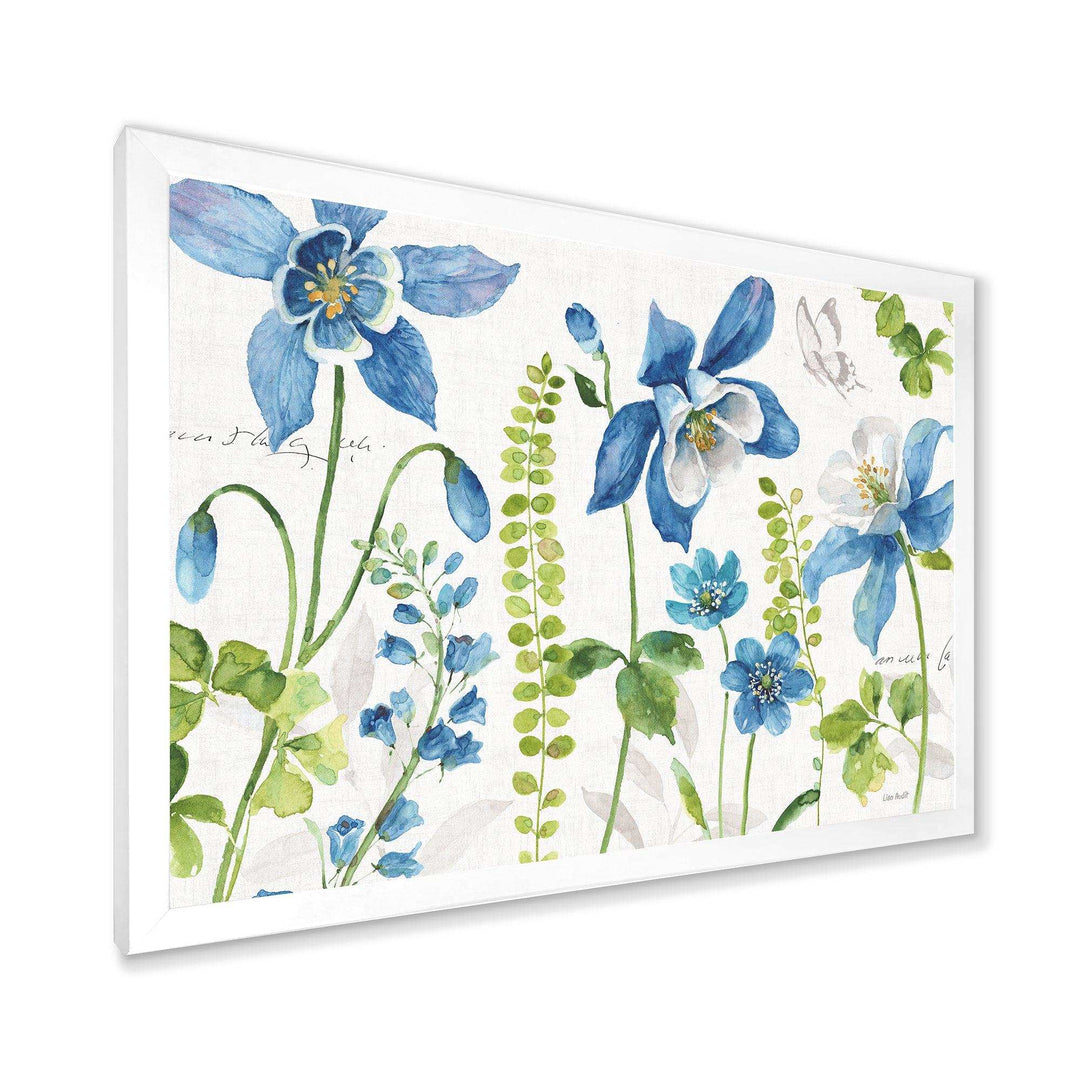 Bluebell and Columbine Wild Flowers with Butterfly
