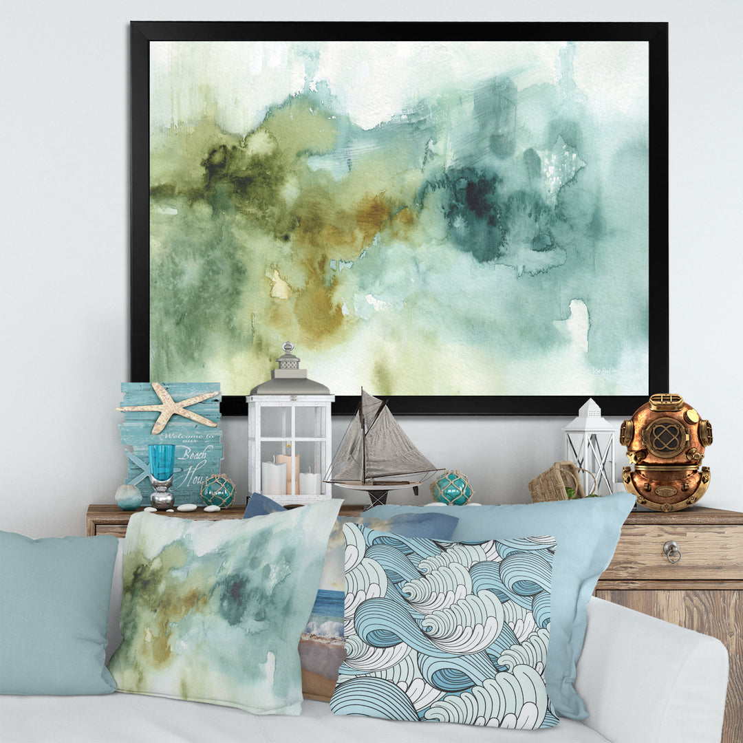 Abstract Watercolor Green House Framed Print Vibrant Black - 1.5" Width