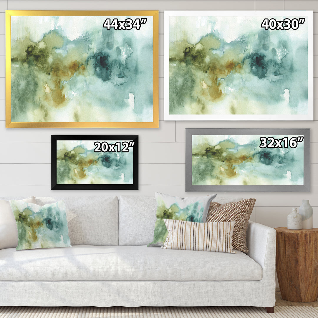Abstract Watercolor Green House Framed Print Matte White - 1.5" Width