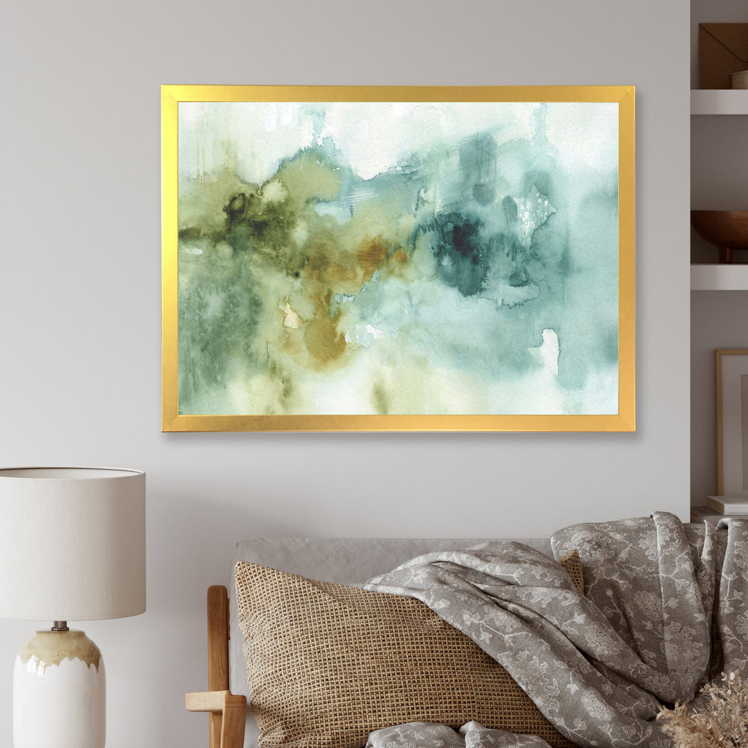 Abstract Watercolor Green House Framed Print Vibrant Gold - 1.5" Width