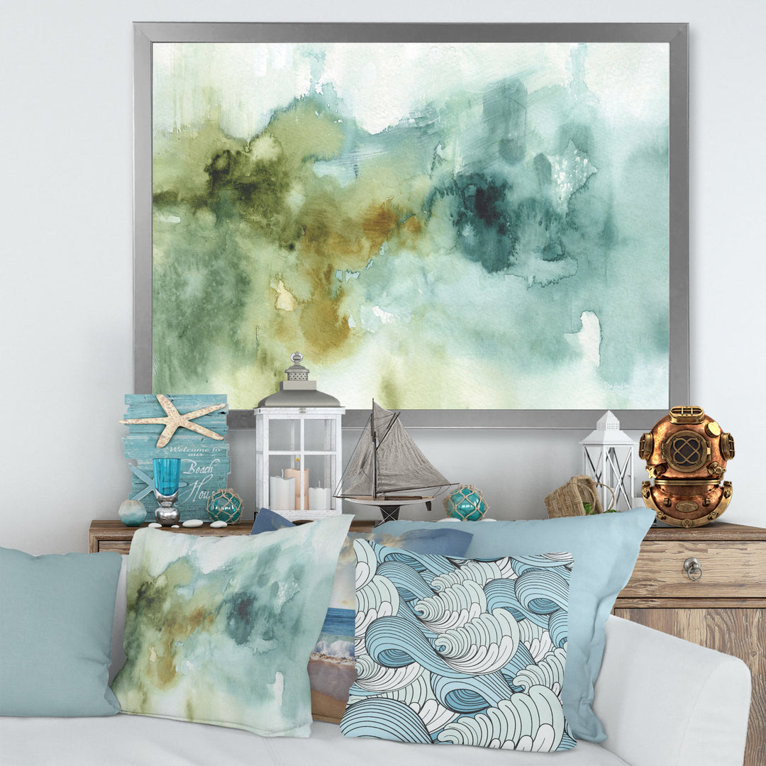 Abstract Watercolor Green House Framed Print Matte White - 1.5" Width