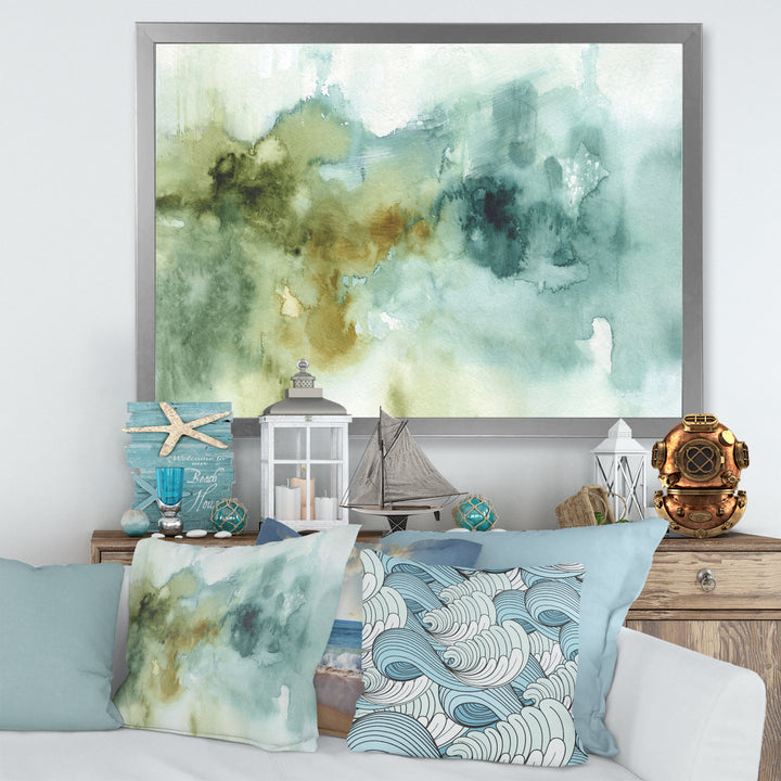 Abstract Watercolor Green House Framed Print Matte White - 1.5" Width