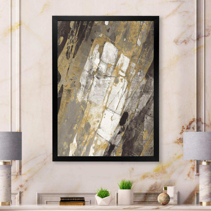 Gold, Black and White Hanpainted Abstract - Traditional Wall Art Prints