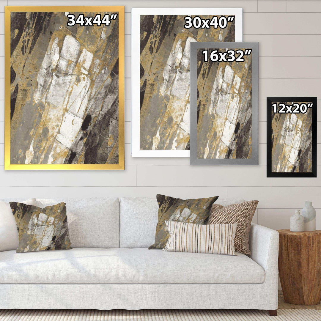 Gold, Black and White Hanpainted Abstract - Traditional Wall Art Prints