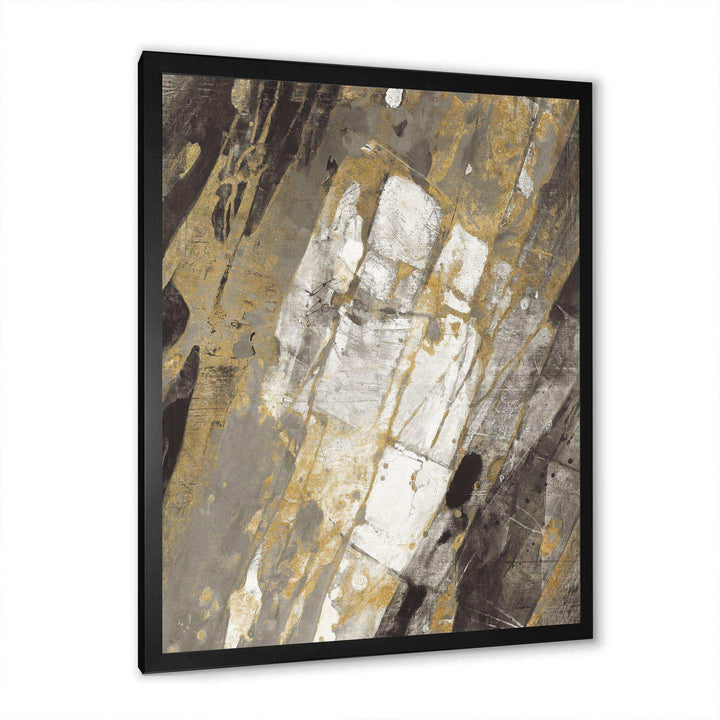 Gold, Black and White Hanpainted Abstract - Traditional Wall Art Prints