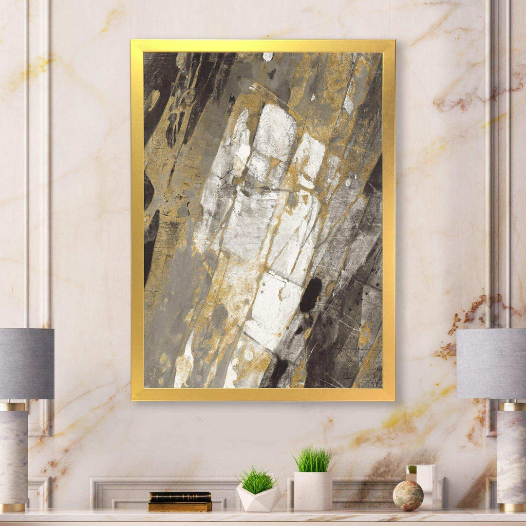 Gold, Black and White Hanpainted Abstract - Traditional Wall Art Prints