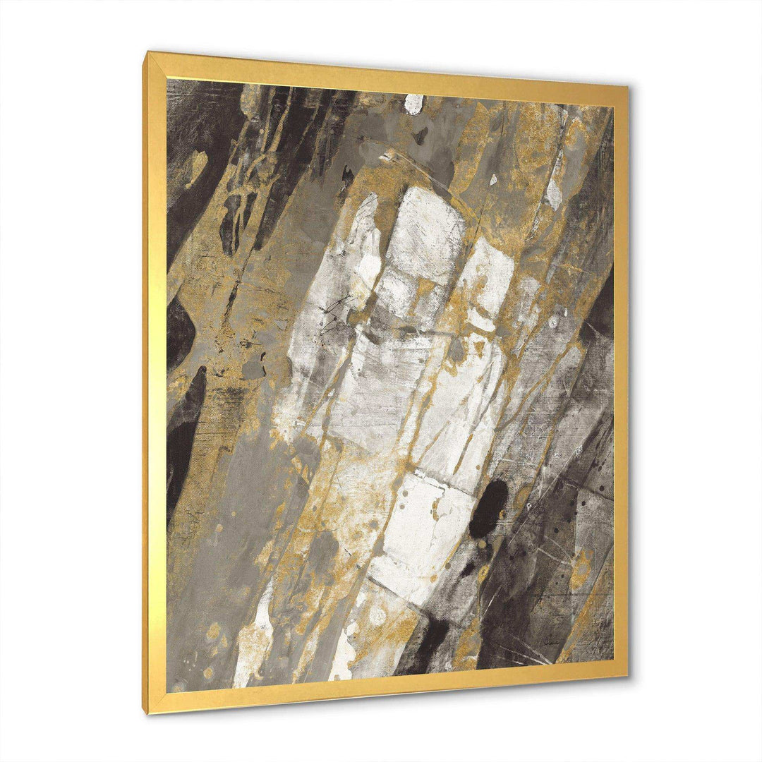Gold, Black and White Hanpainted Abstract - Traditional Wall Art Prints