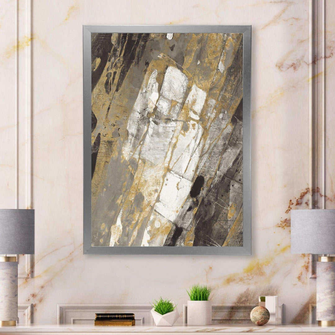 Gold, Black and White Hanpainted Abstract - Traditional Wall Art Prints