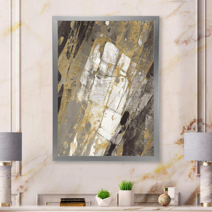 Gold, Black and White Hanpainted Abstract - Traditional Wall Art Prints