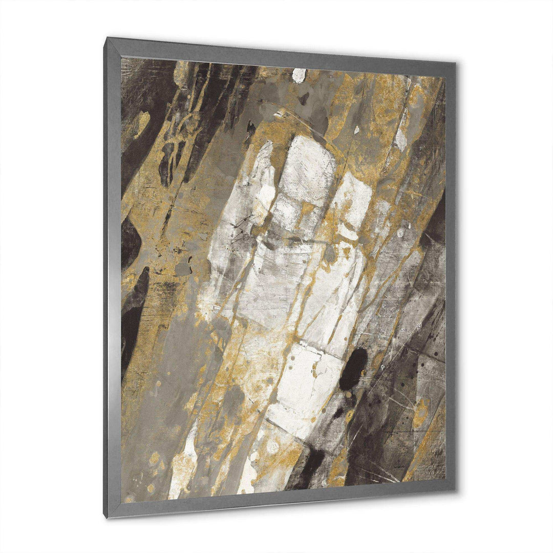 Gold, Black and White Hanpainted Abstract - Traditional Wall Art Prints