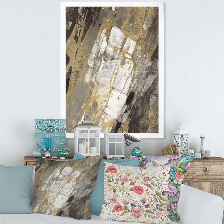 Gold, Black and White Hanpainted Abstract - Traditional Wall Art Prints