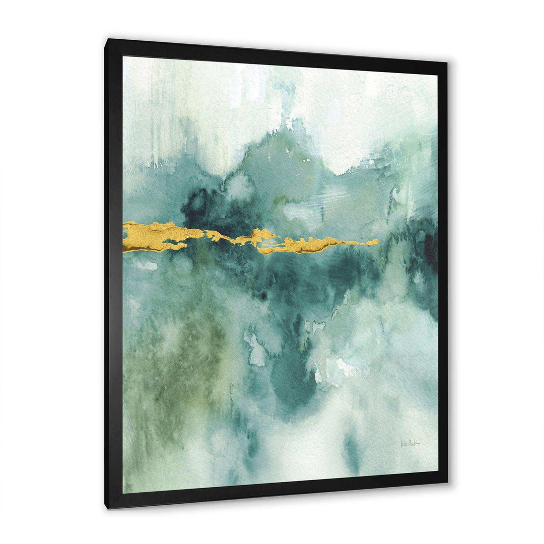 Blue Watercolor Impression with Gold - Traditional Living Room Wall Decor
