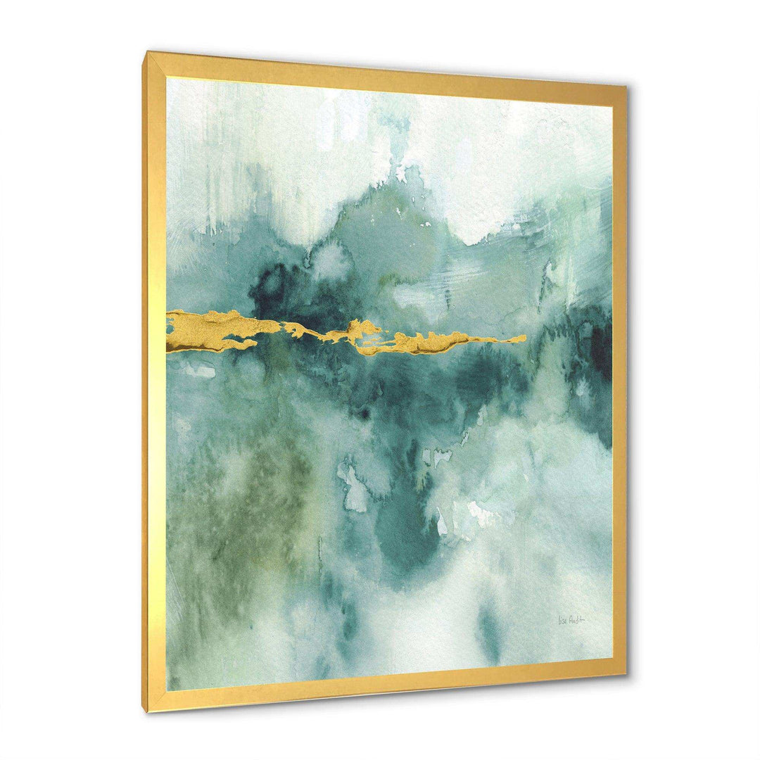 Blue Watercolor Impression with Gold - Traditional Living Room Wall Decor