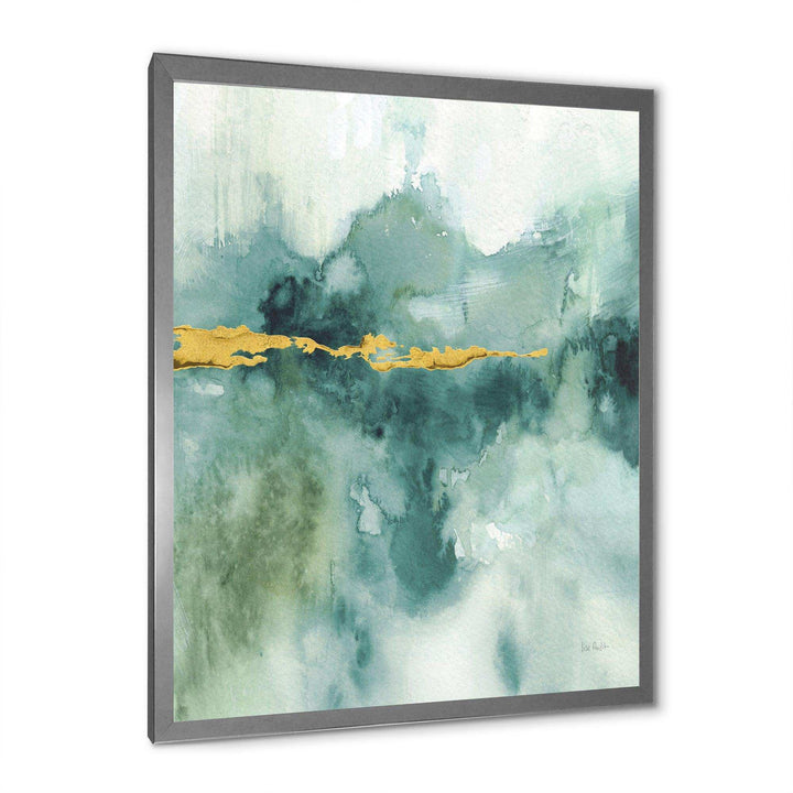 Blue Watercolor Impression with Gold - Traditional Living Room Wall Decor