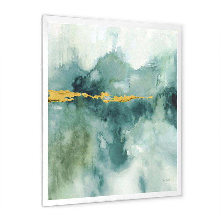 Blue Watercolor Impression with Gold - Traditional Living Room Wall Decor