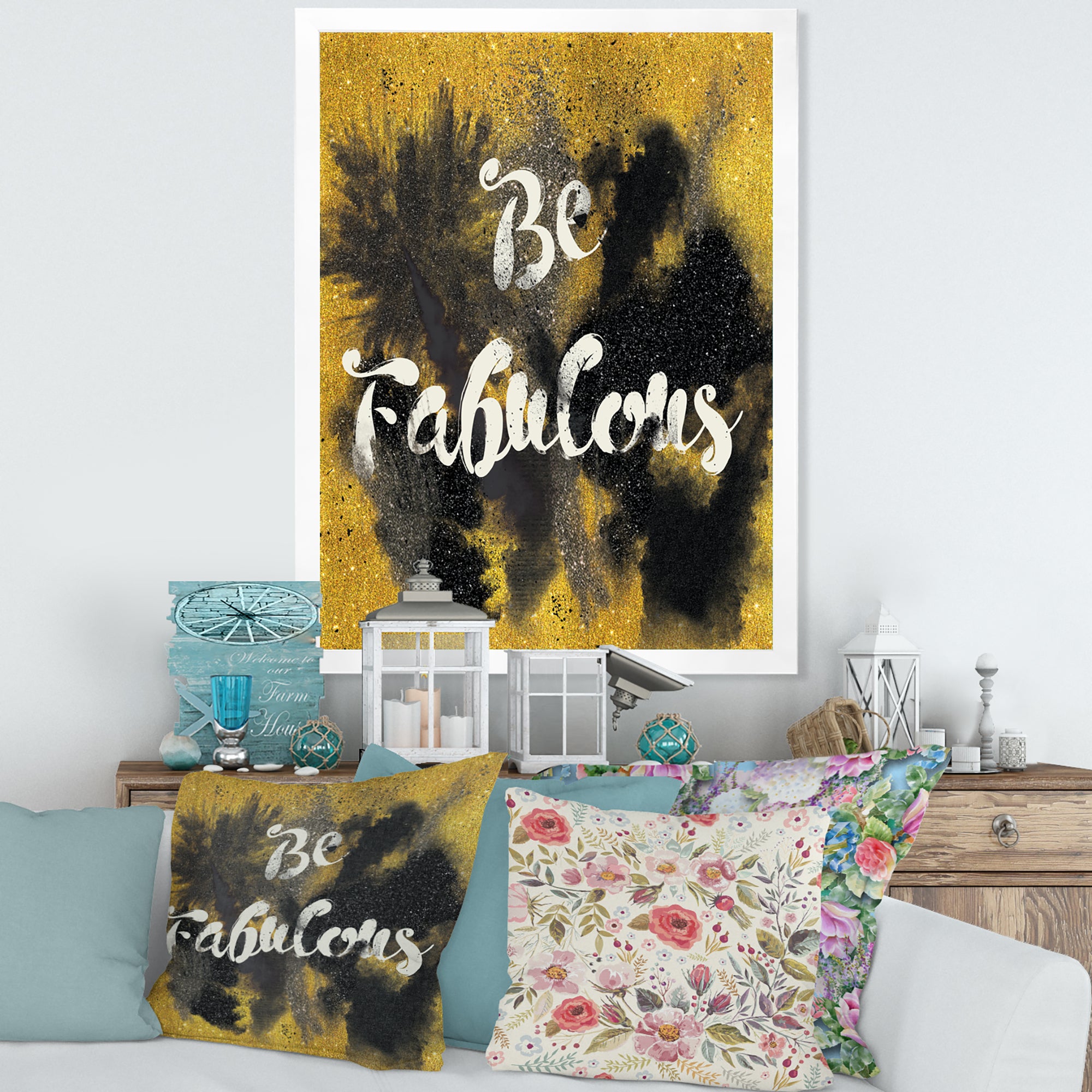 Be Fabulous Quote Black on Gold