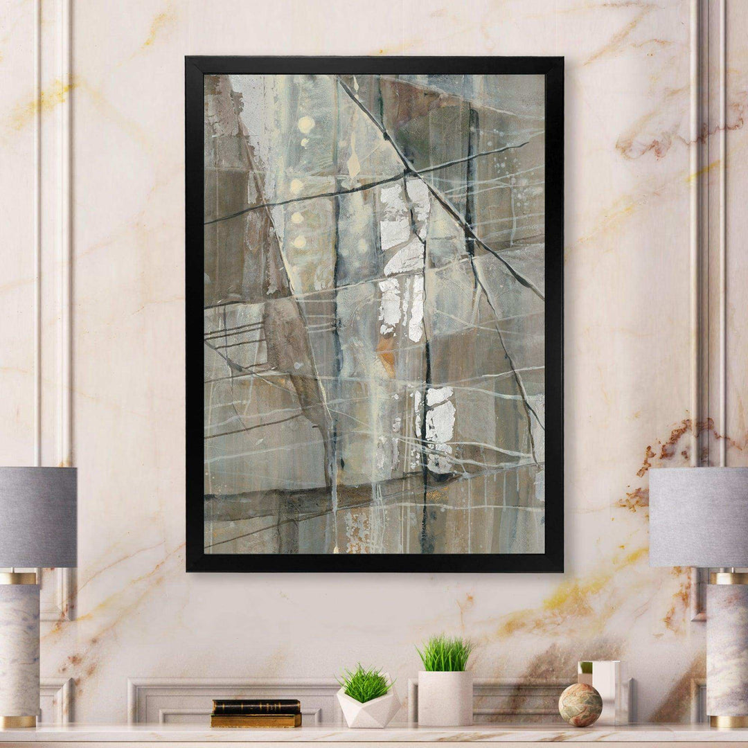 Silver and Beige Abstract - Modern Bedroom Wall Art