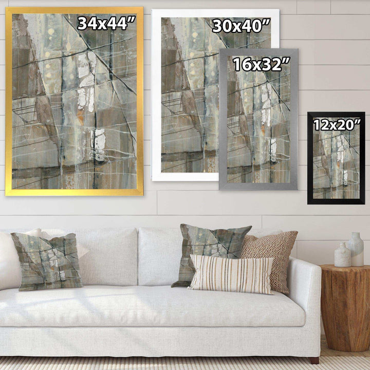 Silver and Beige Abstract - Modern Bedroom Wall Art
