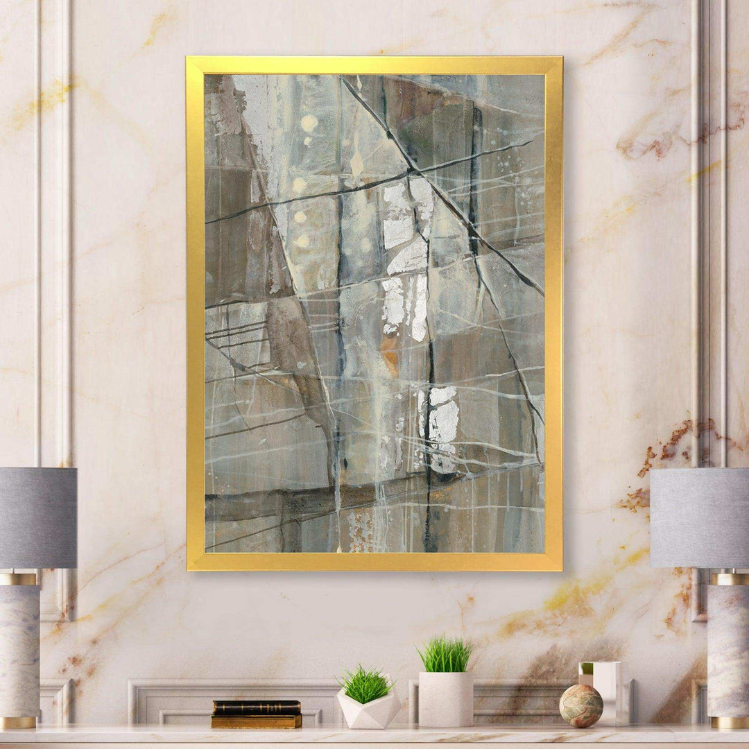 Silver and Beige Abstract - Modern Bedroom Wall Art
