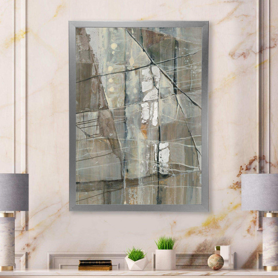 Silver and Beige Abstract - Modern Bedroom Wall Art