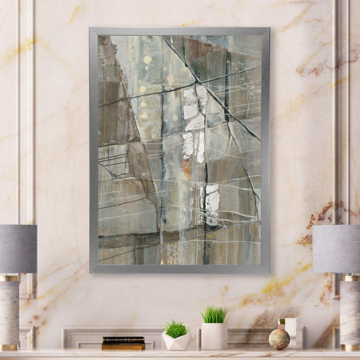 Silver and Beige Abstract - Modern Bedroom Wall Art