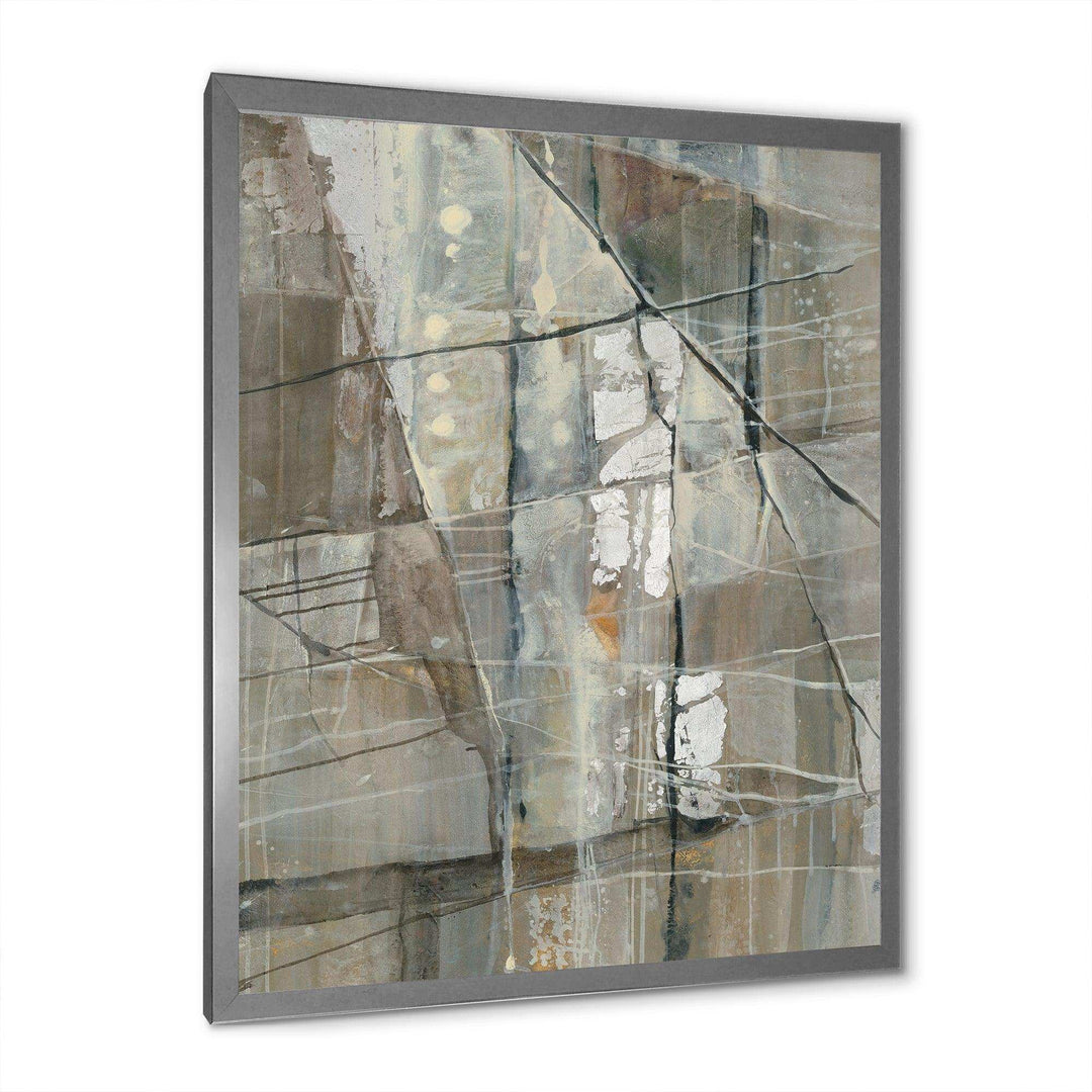 Silver and Beige Abstract - Modern Bedroom Wall Art