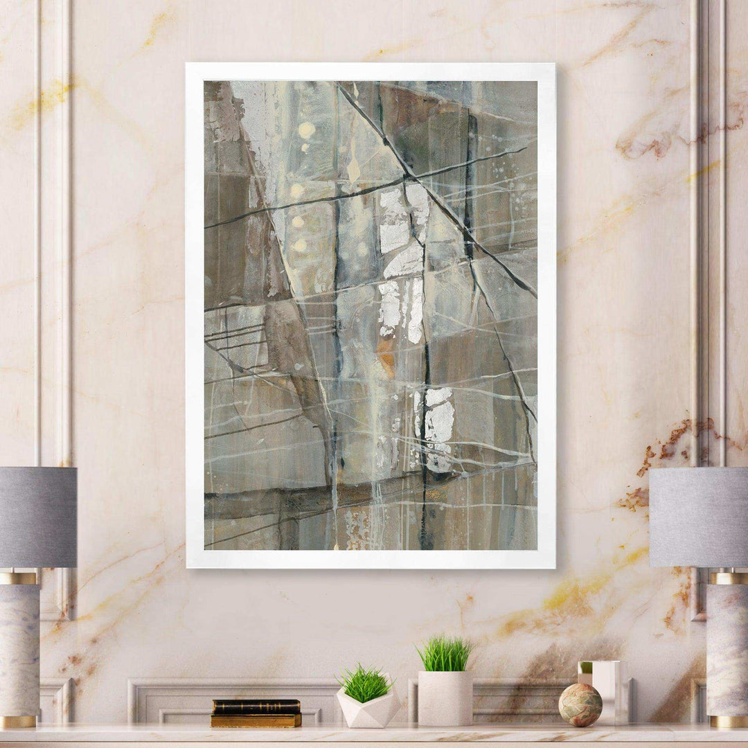 Silver and Beige Abstract - Modern Bedroom Wall Art