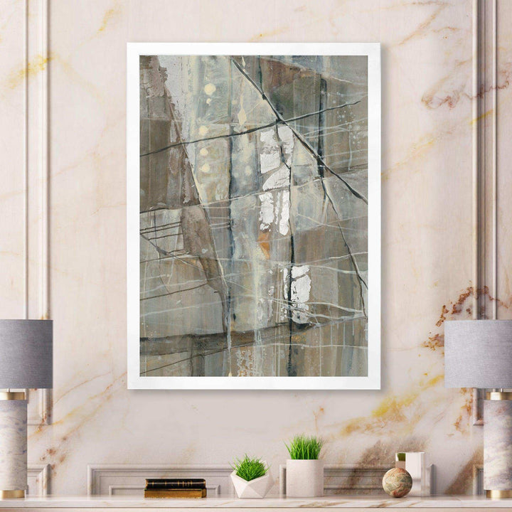 Silver and Beige Abstract - Modern Bedroom Wall Art