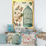 Blue Cottage Bird, Birdcage and Apple Blossoms II