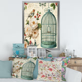 Blue Cottage Bird, Birdcage and Apple Blossoms II
