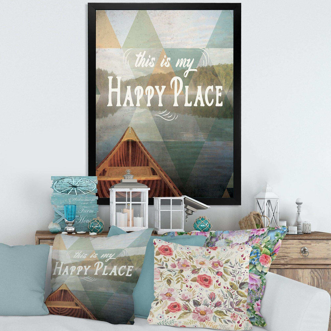 Lake House Happy Quote - Traditional Living Room Wall Decor