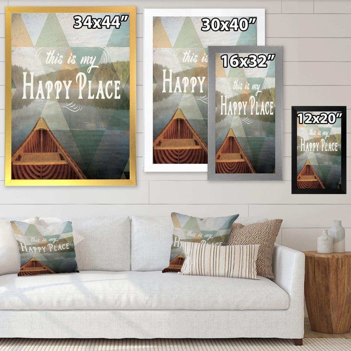Lake House Happy Quote - Traditional Living Room Wall Decor
