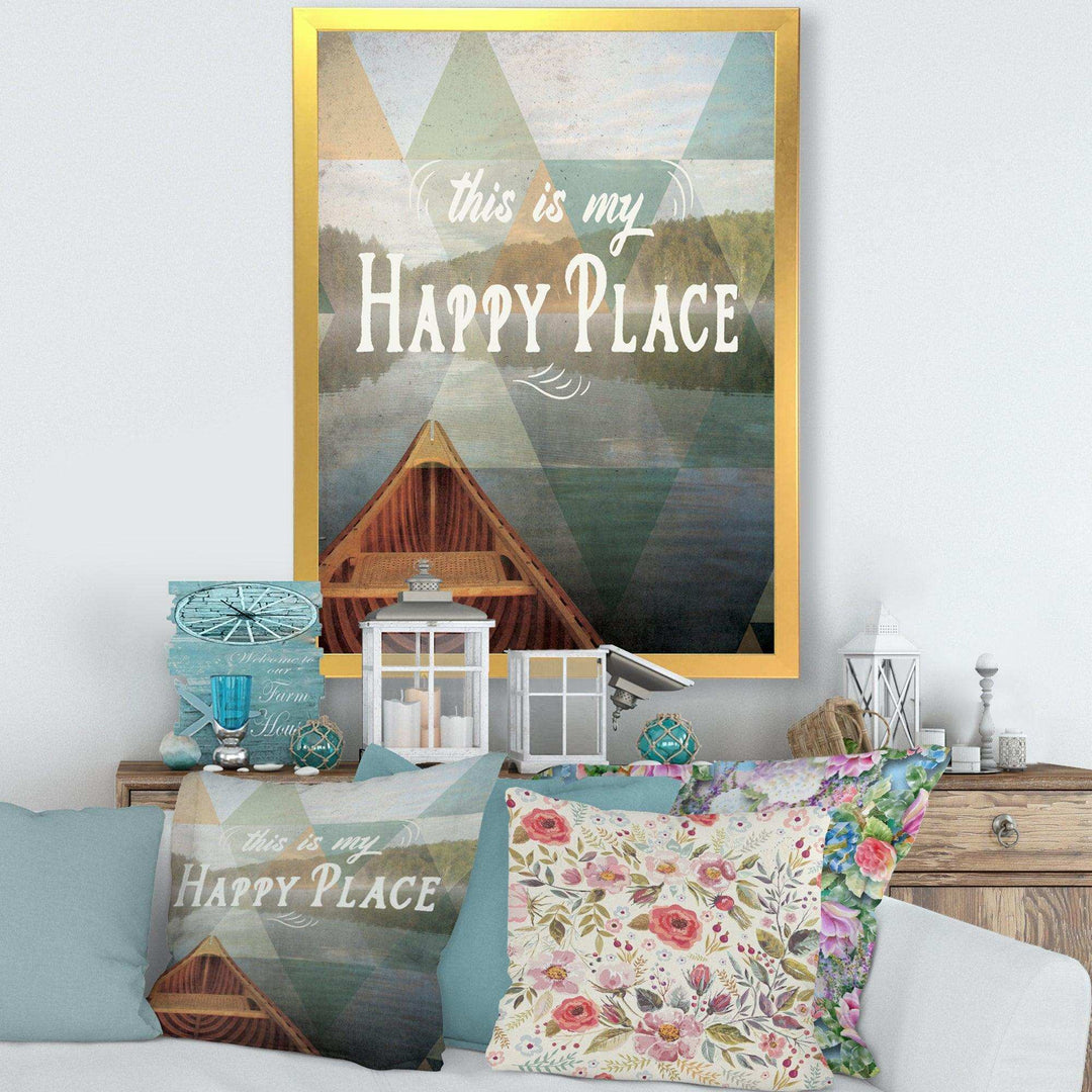 Lake House Happy Quote - Traditional Living Room Wall Decor
