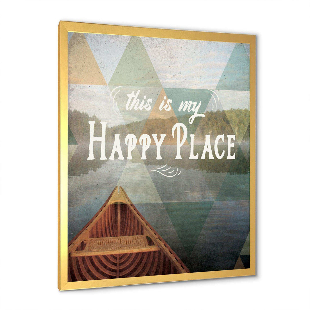 Lake House Happy Quote - Traditional Living Room Wall Decor