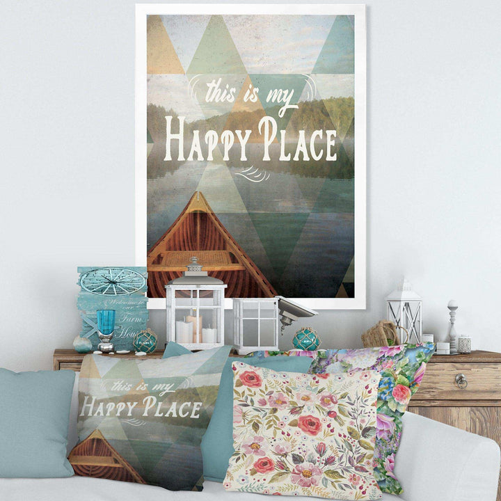 Lake House Happy Quote - Traditional Living Room Wall Decor