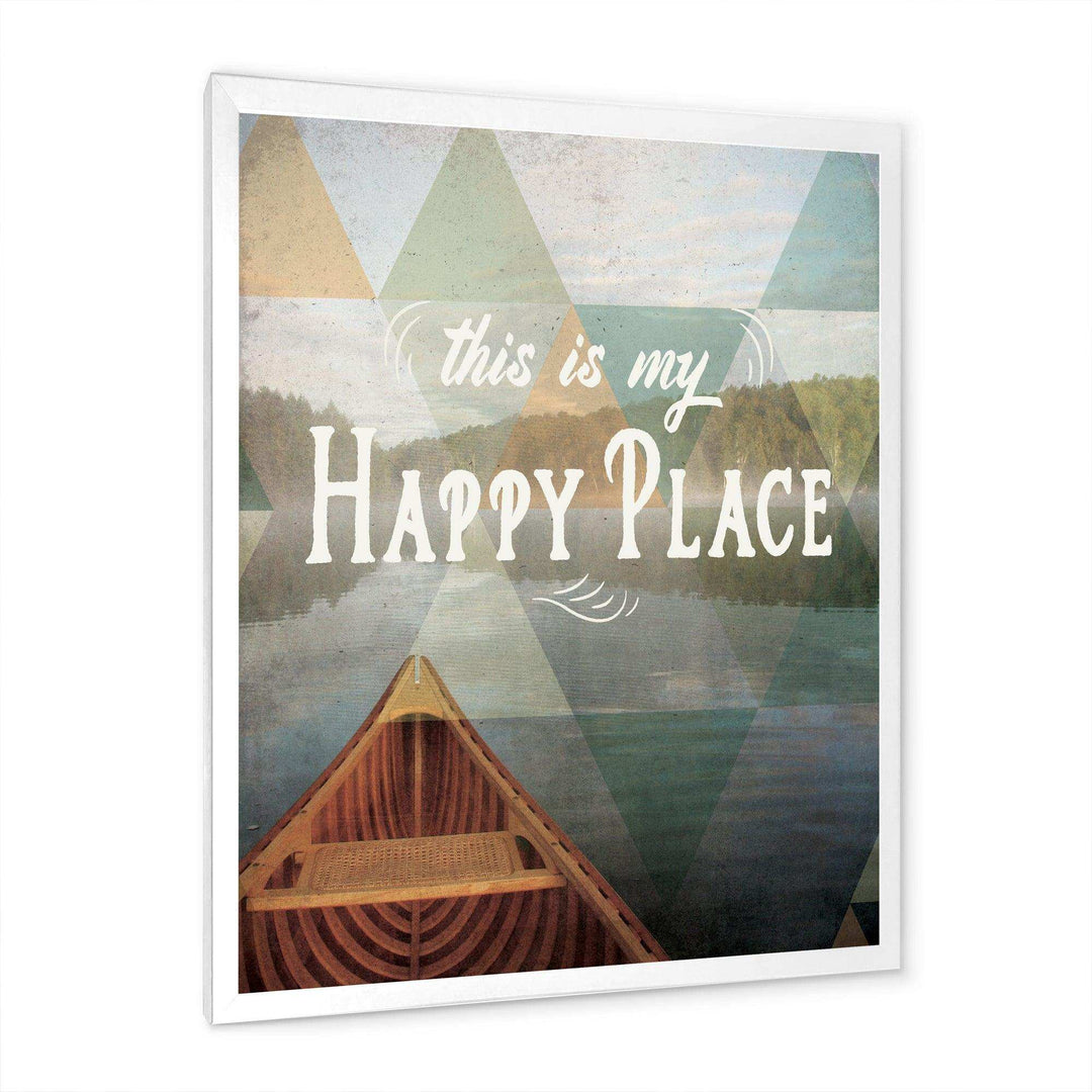 Lake House Happy Quote - Traditional Living Room Wall Decor