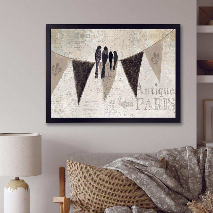 French Bird Flea Market - Vintage Canvas Wall Art