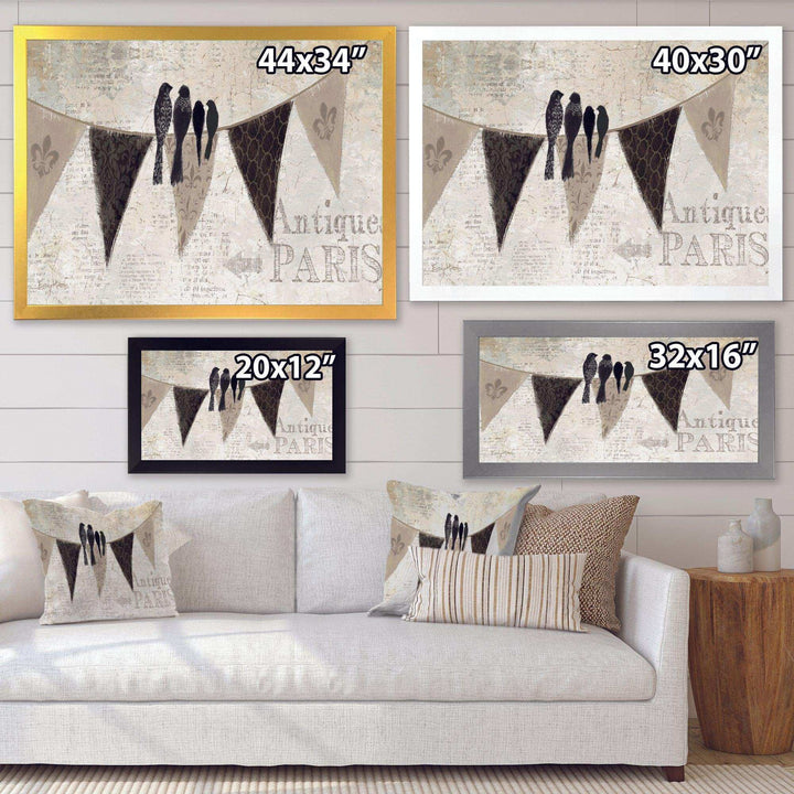 French Bird Flea Market - Vintage Canvas Wall Art
