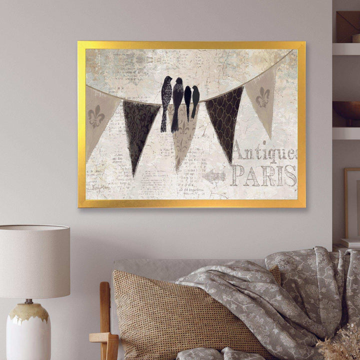 French Bird Flea Market - Vintage Canvas Wall Art