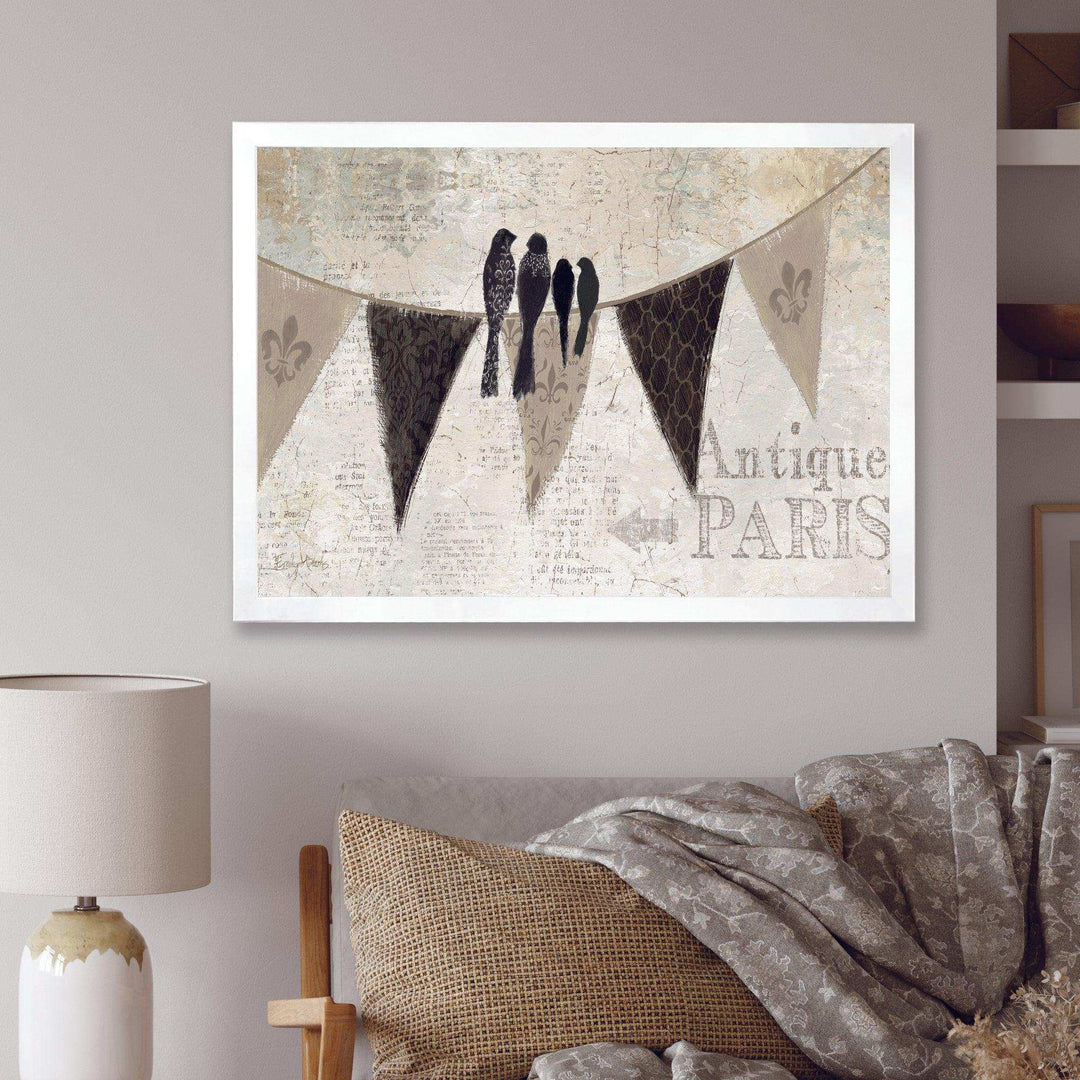 French Bird Flea Market - Vintage Canvas Wall Art