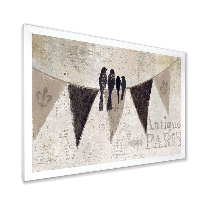 French Bird Flea Market - Vintage Canvas Wall Art
