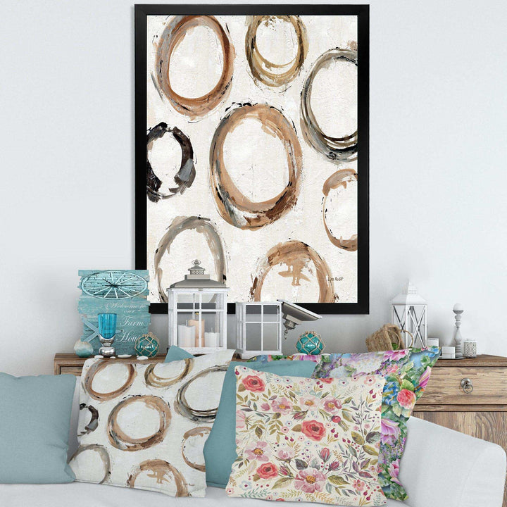 Geometric Circle Natural Balance I - Mid-Century Modern Living Room Wall Decor