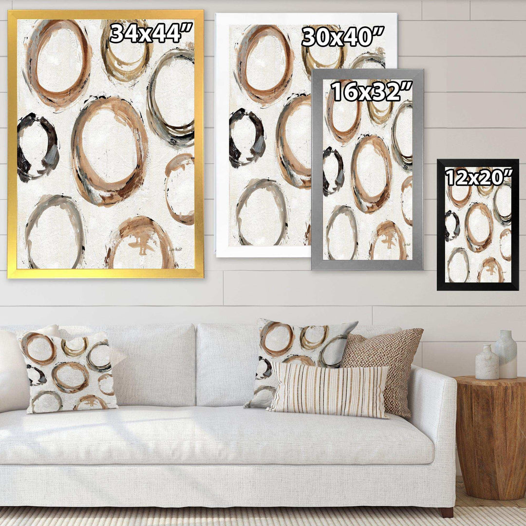 Geometric Circle Natural Balance I - Mid-Century Modern Living Room Wall Decor